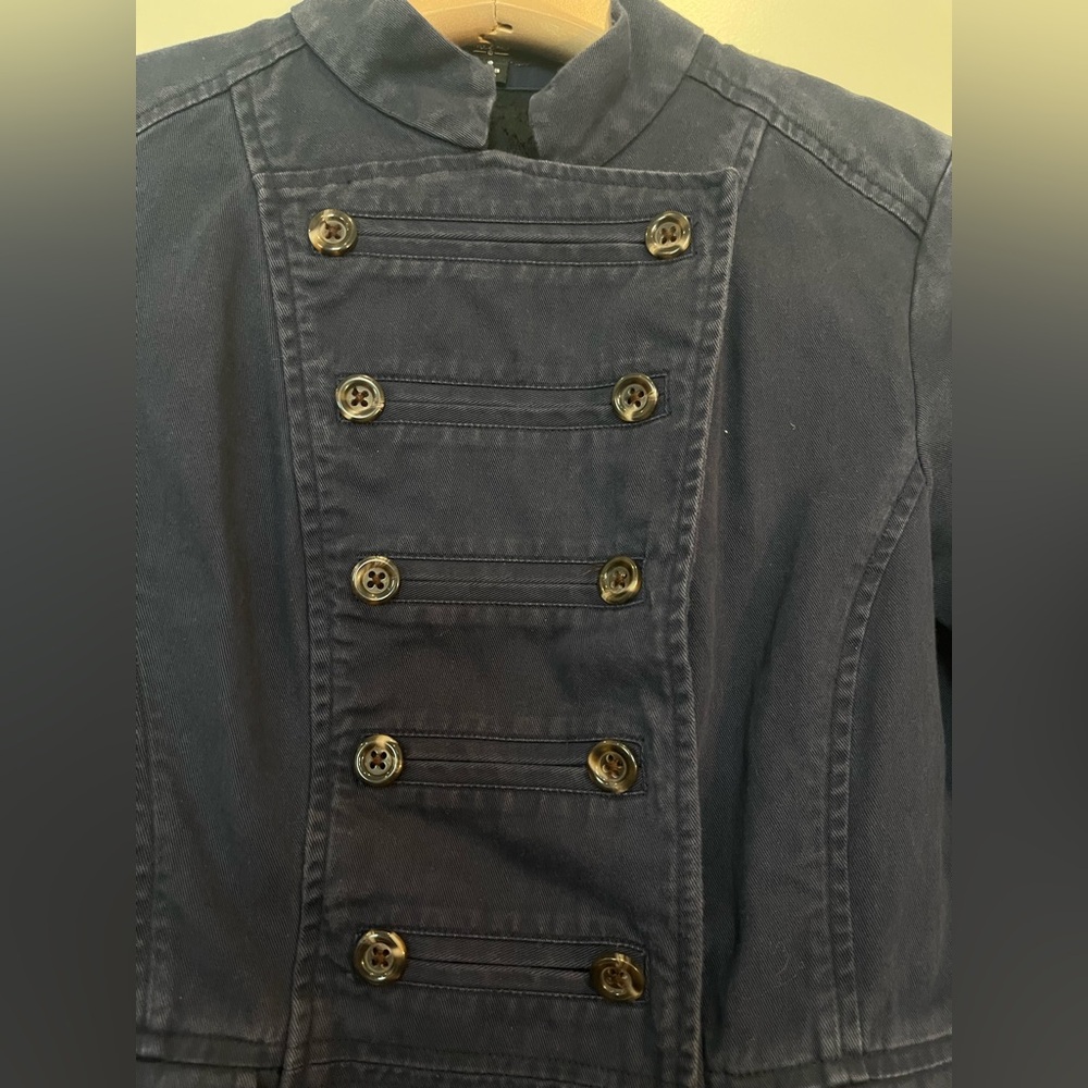 Vtg Mossimo Navy Military Utility Peplum Boho Festival Preppy Jacket Sz S - Picture 2 of 10